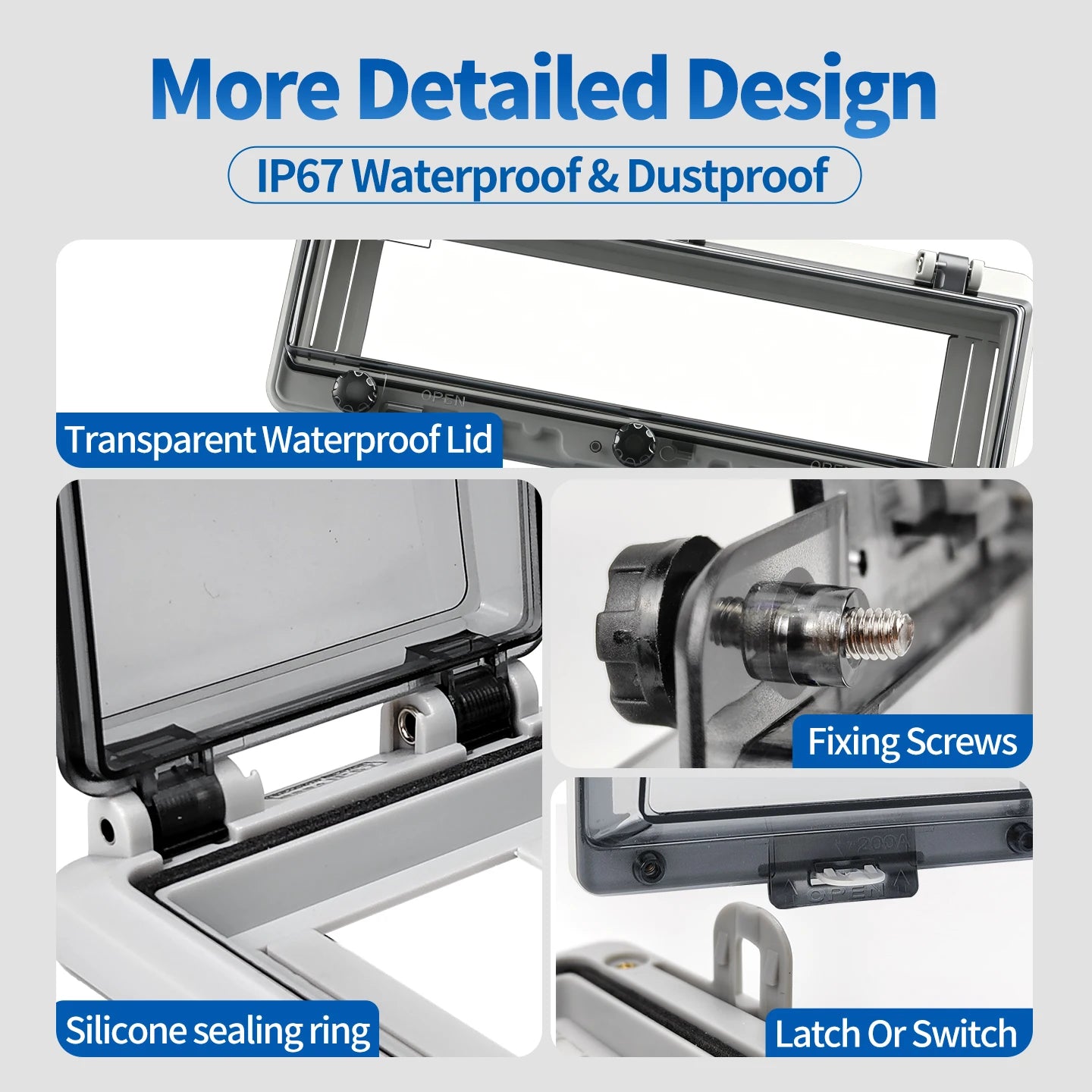 Outdoor Waterproof Window Cover with Lockable Circuit Breaker Electrical Box, Transparent Cover for IP67-Rated Button and Instru