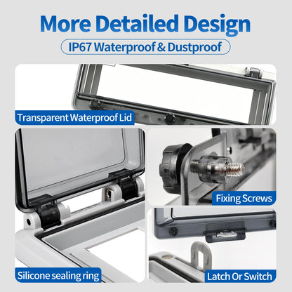 Outdoor Waterproof Window Cover with Lockable Circuit Breaker Electrical Box, Transparent Cover for IP67-Rated Button and Instru