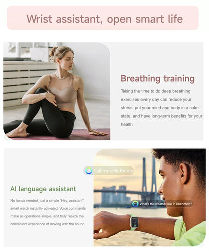 LIGE New Heart Rate Health Smartwatch Men Women 2.01" Bluetooth Call Music Smart Watches Ladies Sports Fitnesss Smart Watch Gift