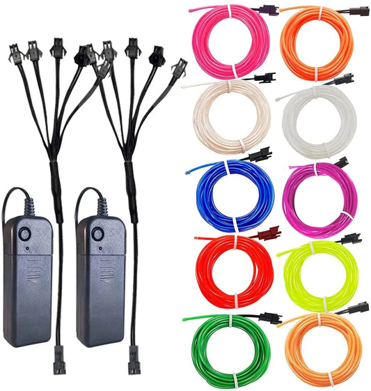 1m 3m 5m Glow EL Wire Neon Cable for Christmas Dance Party DIY Costumes Multicolor Illuminated Light AA Battery Lamp LED Strip by PDG ibma