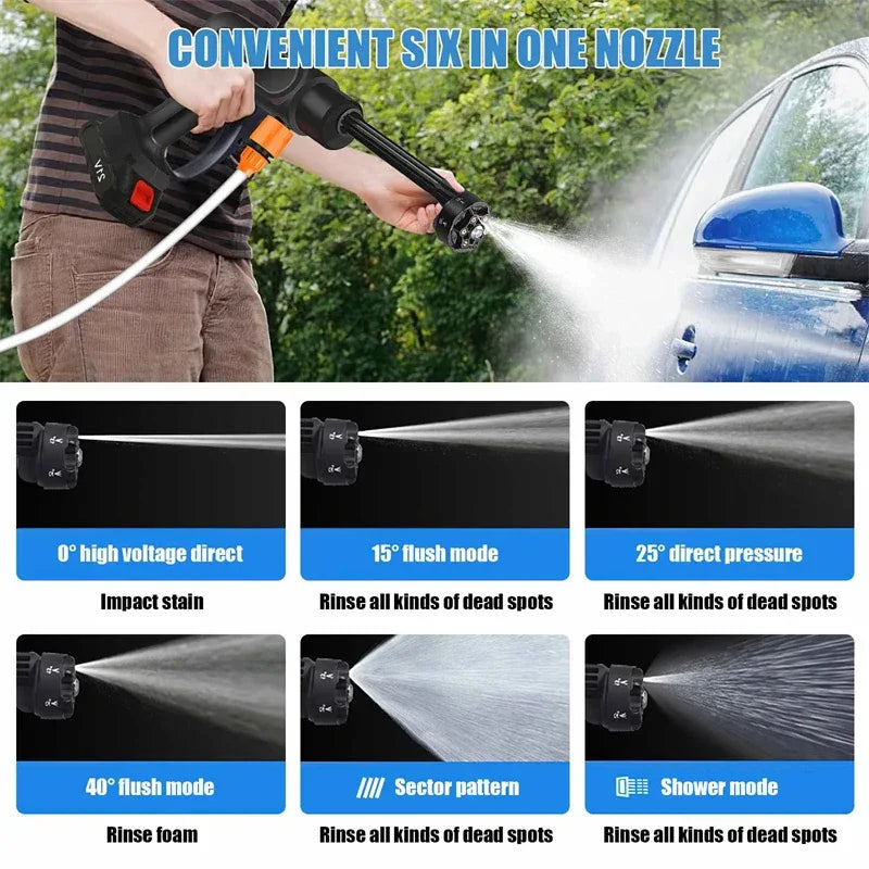 95Bar Cordless Electric High Pressure Washer 800W 6-IN-1 Car Washing Garden Water Gun for Makita 21V Battery Spray Gun