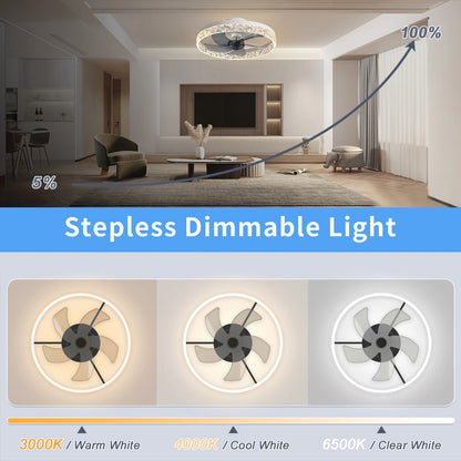 Modern Ceiling Fans Infinitely Dimmable Household Black White Ceiling Lamp With Remote Control Bedroom Living Room LED Fixtures