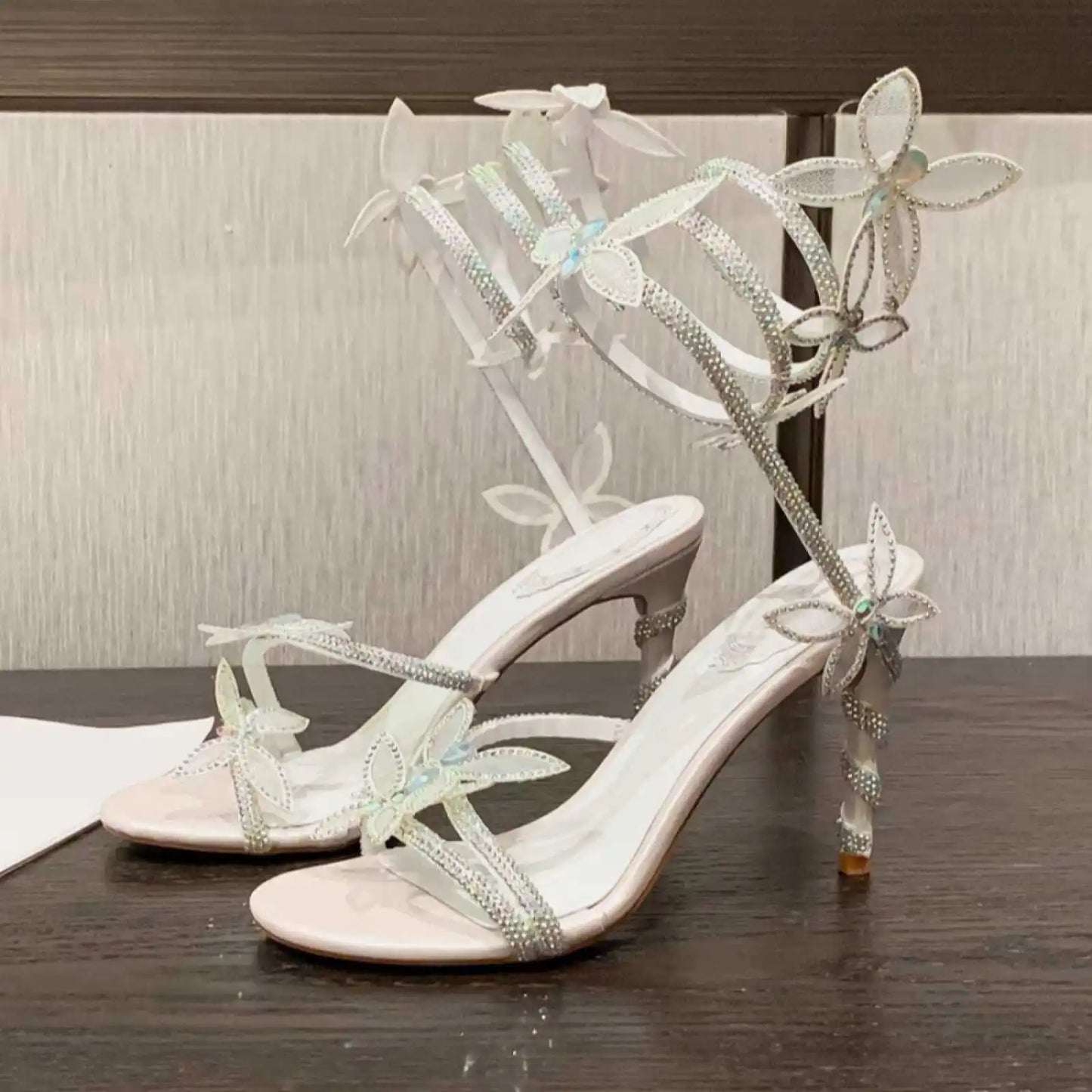 New Spring and Summer Women's High-heeled Sandals Snake-shaped Butterfly Diamond Flower Stiletto Heel Sandals High Heels