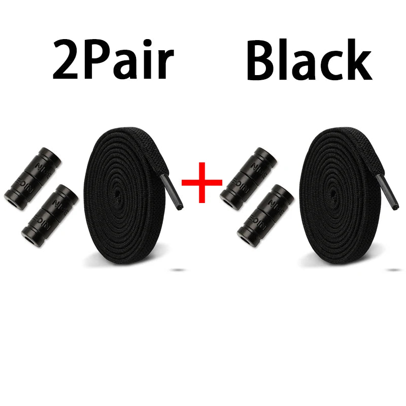 Elastic Laces Sneakers No Tie Shoe laces Colorful Capsule Lock Shoelaces Without ties Kids Adult 0.6cm Flat Shoelace 1Pair/2Pair