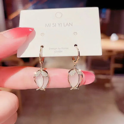 Gold Plated Trendy tulip opal earrings For Women simple fashion temperament earrings Valentine's Day Anniversary Gifts