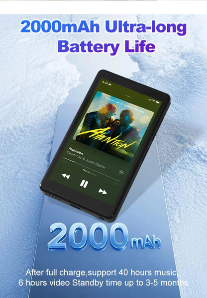 MP3 MP4 HIFI Stereo Player 3.97-inch 1080P HD Full-Screen Touch with Bluetooth and 2.4G/5G WiFi FM Radio Recording Ebook