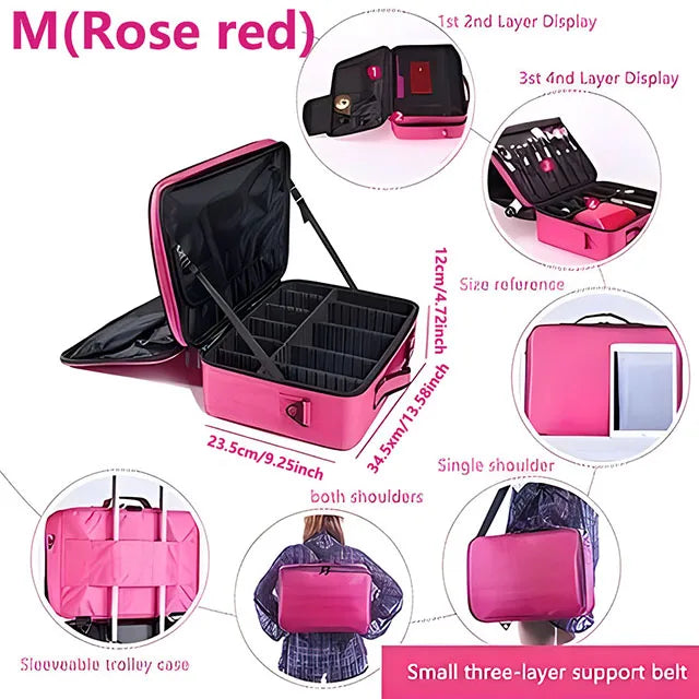 Large Capacity Cosmetic Case Waterproof Manicure Makeup Toolbox,Makeup Bag For Travel New Professional Tattoo Tool Makeup Case