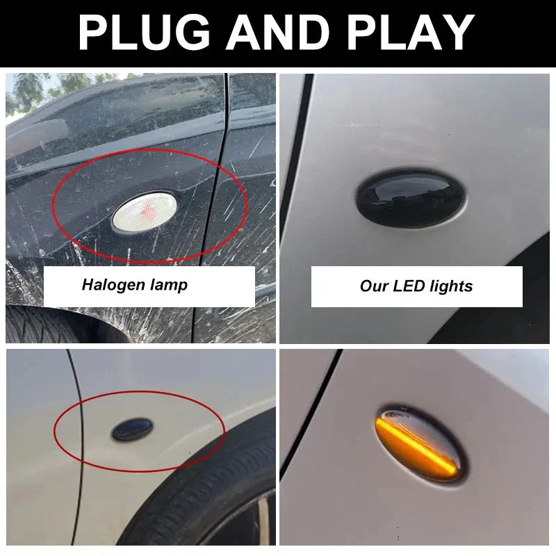 2PCS For Peugeot 107 1007 108 206 307 407 607 Partner Traveller Expert LED Side Marker Light Turn Signal Repeater Lamp