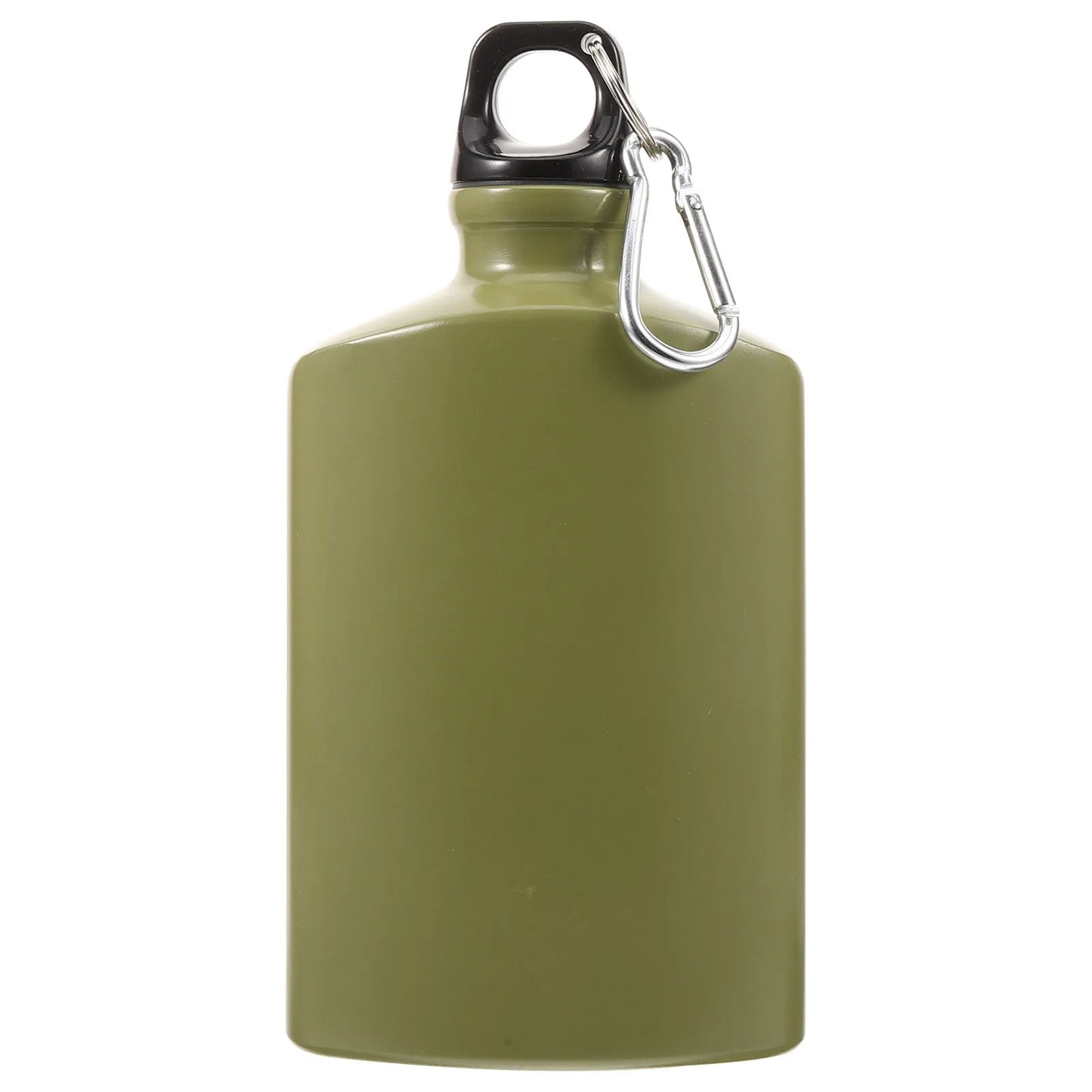 Durable Aluminum Canteen 500ml Flat Portable Water Bottle for Outdoor Camping Hiking Travel Lightweight Army Green