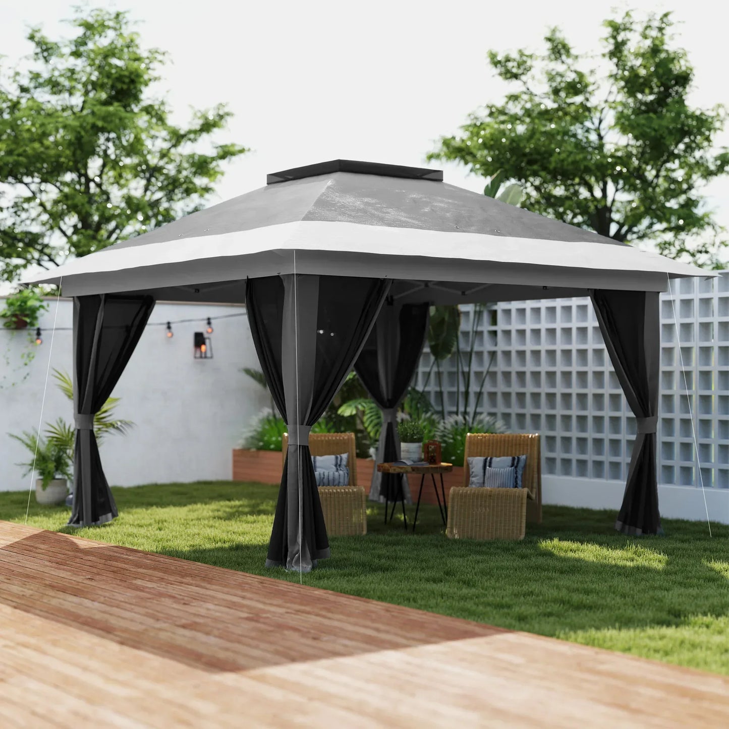 Outsunny 3,6x3,6 m folding tent with 4 side walls anti-UV mesh
