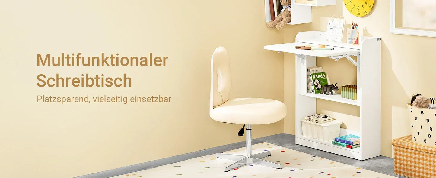 SoBuy FWT92 Folding Computer table table with shelves Folding table work table office table for home office wall table