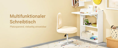 SoBuy FWT92 Folding Computer table table with shelves Folding table work table office table for home office wall table
