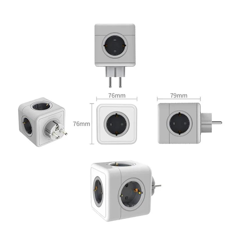 Massfa Multi Usb Power Strip Electrical Plug Cube Multiple Extension Socket with 4 Eu Outlets 3680W Adapter for Home Office