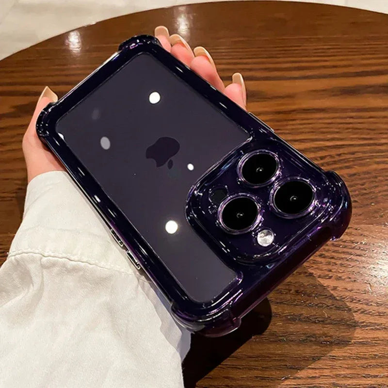 Luxury Shockproof Clear Phone Case For iPhone 15 14 13 12 11 Pro Max XR X XS Max Silicone Bumper Transparent Hard Back Cover