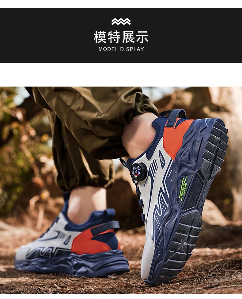 Men's casual sports shoes four season new rotating shoelaces comfort outdoor running walking shoes breathable soft-sole sneakers
