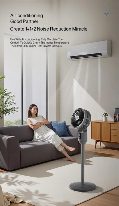 Household Low-Noise Smart Fan Three-Speed Adjustment Floor Fan Air Circulation Fan Floor Fan Silent Low-Noise Smart Fan High