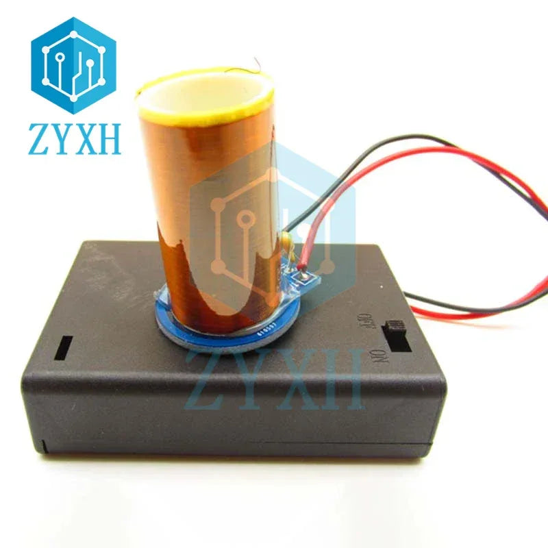 Mini Tesla Coil DIY Electronic Kit DC 4.5V No Arc Type Space Lighting with AA Battery Box Power For Student Experiment