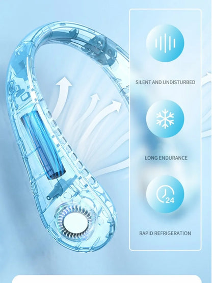 Fan Long Battery Neck Portable No Bladeless Hanging Neck Rechargeable Air Cooler 3 Speed Mini Summer Sport Fan 1200mAh