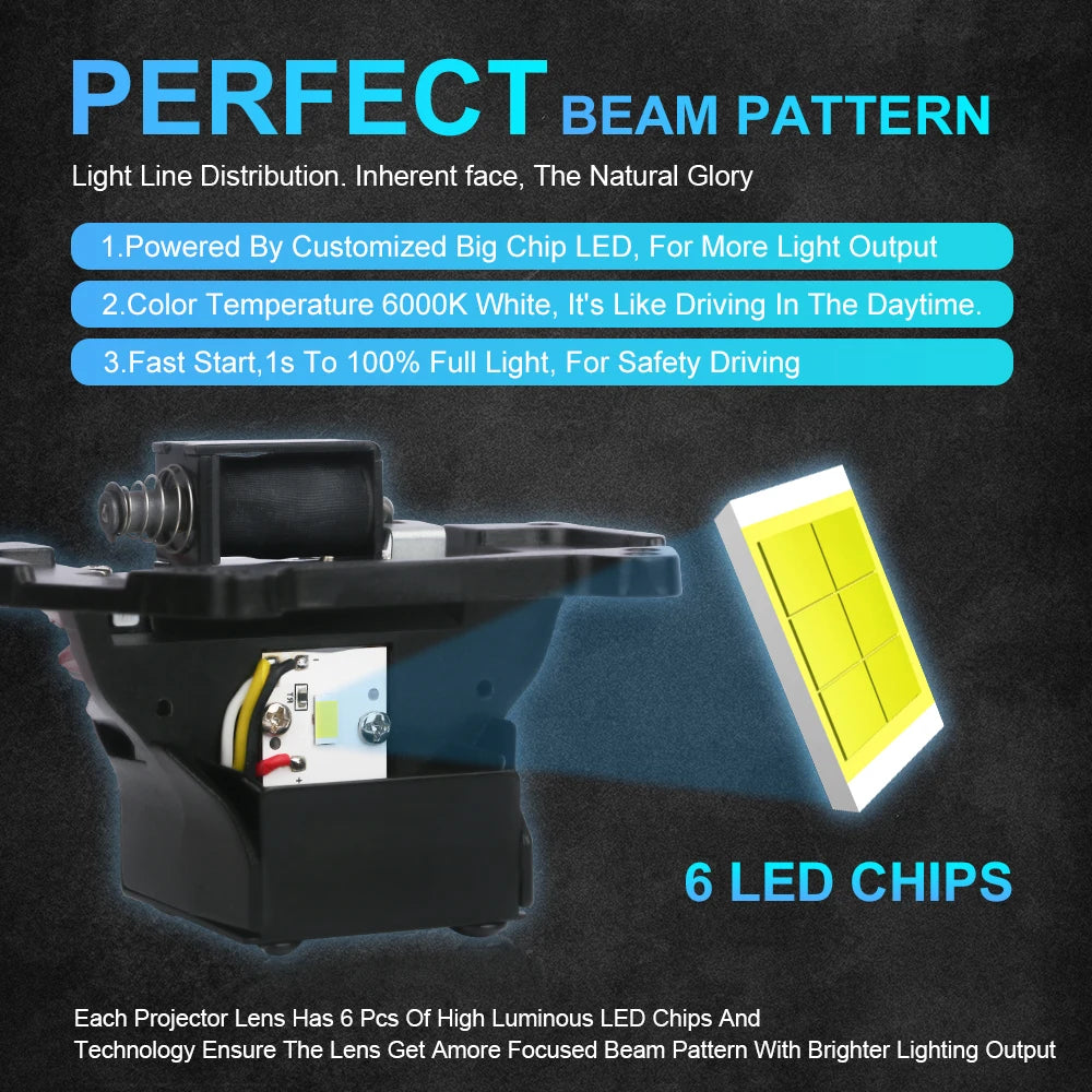 2PCS 3 Inch Bi LED Projector Headlights Lenses for Hella LED Lights Projector 130W 60000LM Diode Headlamp Car Accessories