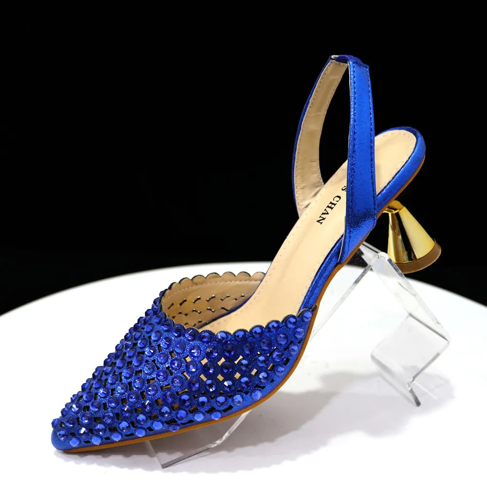 Venus Chan 2023 New INS High-Heeled Pointed Toe Wedding Shoes Colorful Full Diamond Design Shoe and Bag Set for Nigeria Party