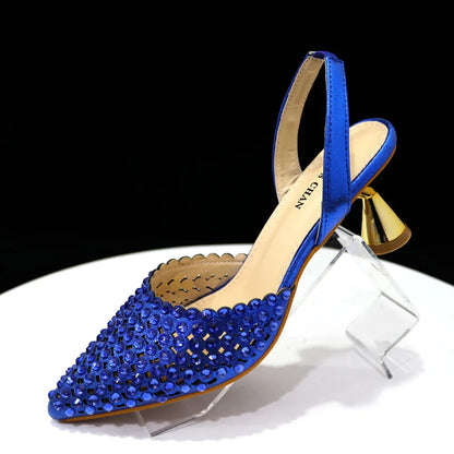 Venus Chan 2023 New INS High-Heeled Pointed Toe Wedding Shoes Colorful Full Diamond Design Shoe and Bag Set for Nigeria Party