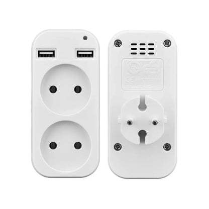 2025 New Upgrade European Plug Socket EU Plug Adapter With 2 USB Outlet Charger Multi Function Travel Charger For Phones Tablets