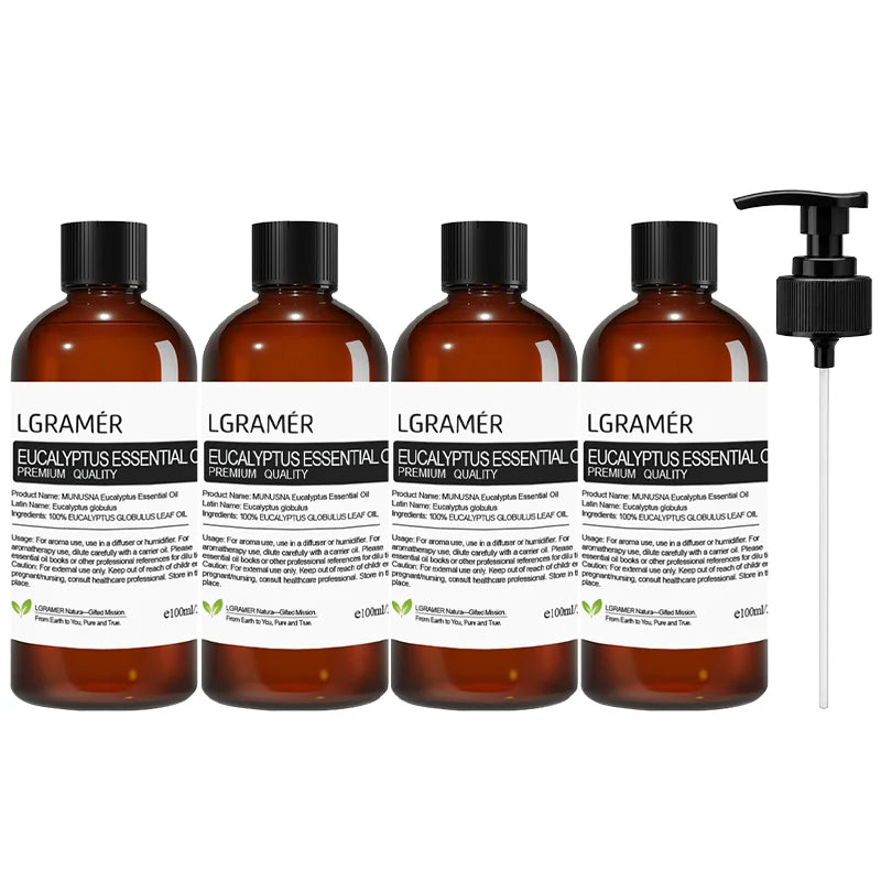 Natural Eucalyptus Essential Oil,Diffuser Friendly for Air Purify,Massage & Aromatherapy for Shower,Diffuser, Massage, with Pump