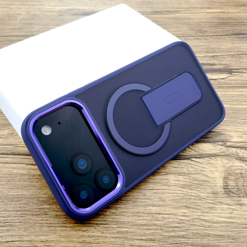 Shockproof Armor Matte Case For iPhone 17 16E 16 15 14 13 12 11 Pro Max Air 17Pro Magsafe Wireless Charge With Stand Full Covers