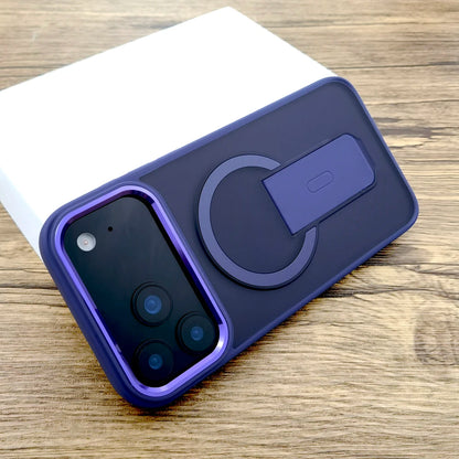 Shockproof Armor Matte Case For iPhone 17 16E 16 15 14 13 12 11 Pro Max Air 17Pro Magsafe Wireless Charge With Stand Full Covers