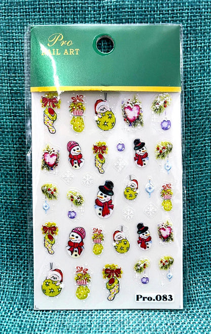 1pc Christmas Nail Art Stickers 5D Winter Holiday Themed Nail Decor Santa/Snowflakes/Christmas Trees/Gingerbread Nail Supplies *