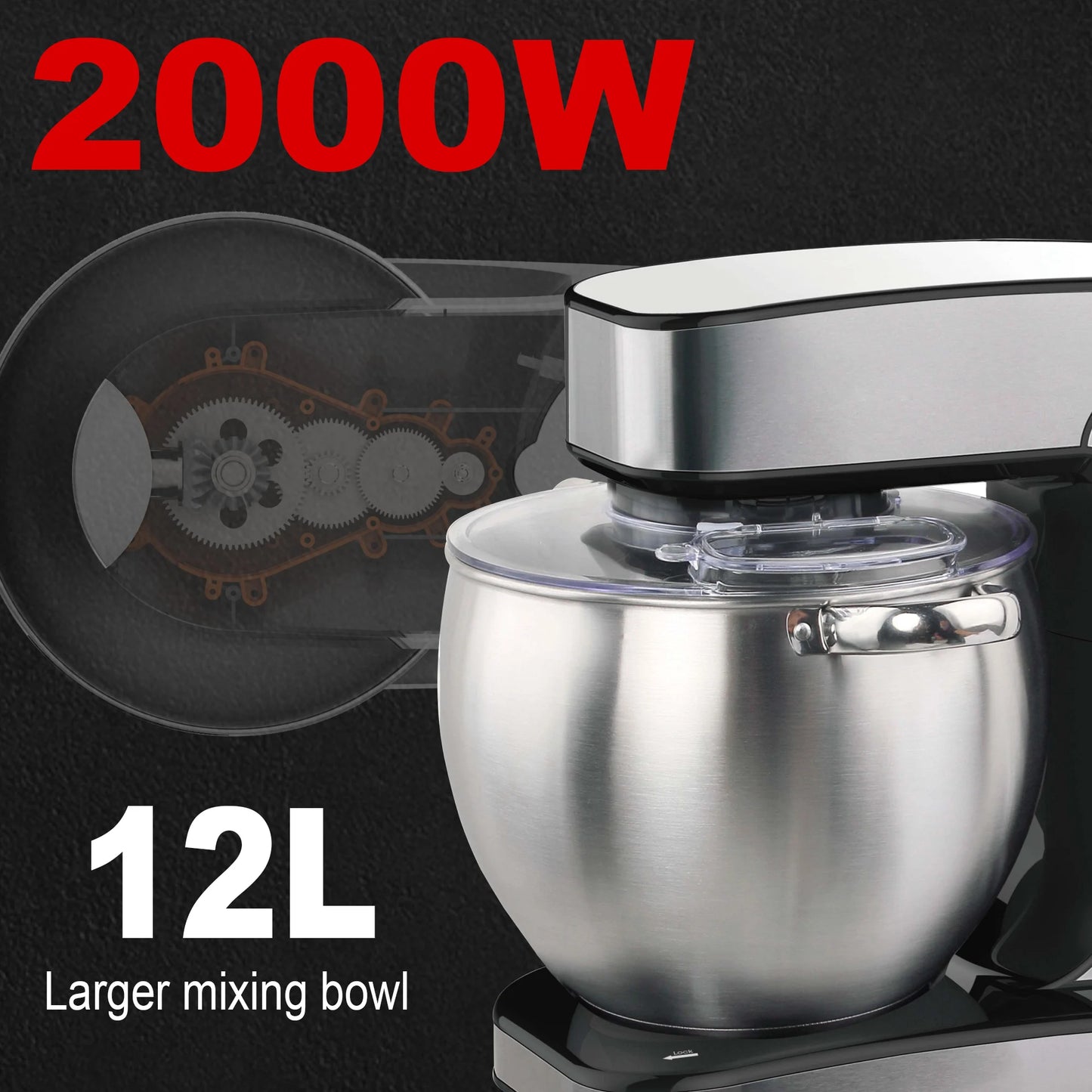 12L Stand Mixer Kitchen Aid Food Blender Cream Whisk Cake Dough Mixers With Bowl Stainless Steel Chef Machine Charm Sonifer
