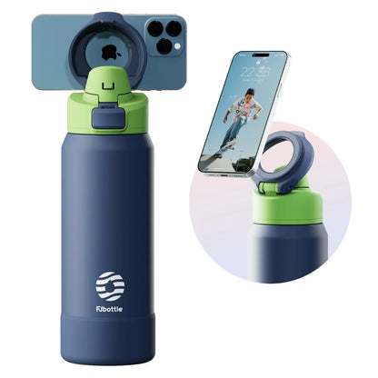 Fjbottle Magnetic Thermos Stainless Steel Sports Water Bottle with Magnetic Phone Holder Bouncing cover Insulation Cup