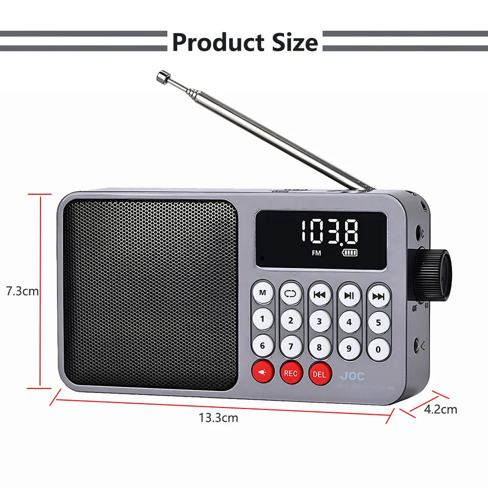 Solar FM Radio Portable Bluetooth Speaker with LED Light support Recording TF Card USB Play Wireless Speaker Radio FM Receiver