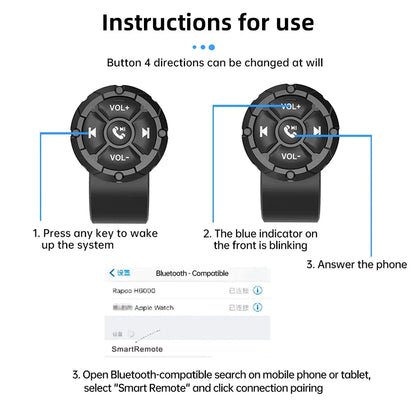 5 Keys Smart Remote Controller Wireless Bluetooth-compatible Media Button Psychedelic/Black Colors Car Motorcycle bike Control