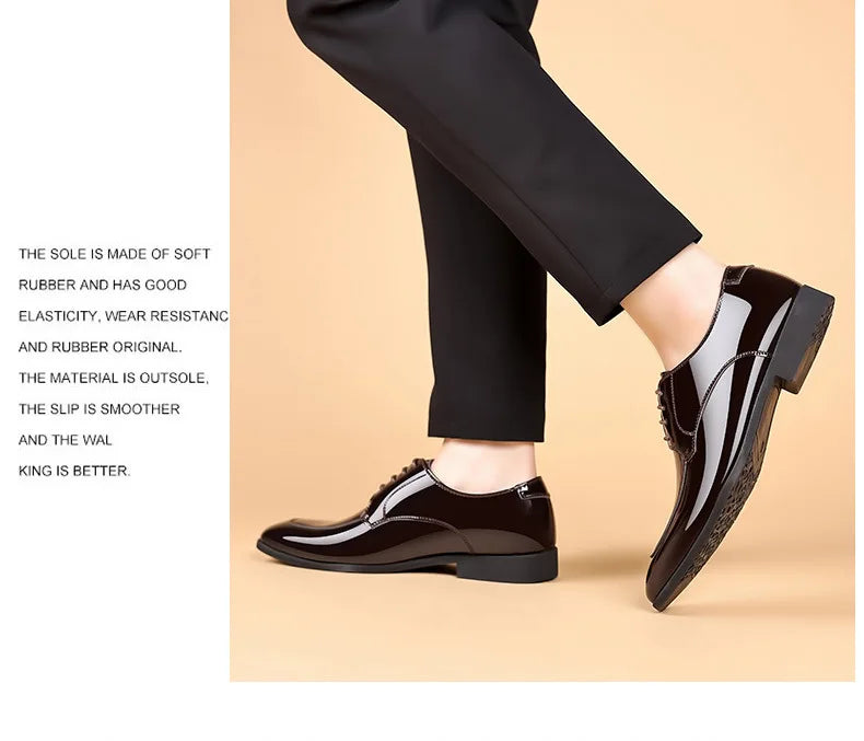 Business Men's Dress Shoes Patent Leather Trend Mens Party Shoe Soft Sole Casual Shoes Plus Size 38-48 Men Shoes High Quality