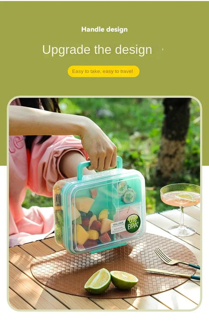 Portable Handle Design Double Layer Lunch Box Compartment Bento Boxes Students Toddler Bento Containers Outdoor Salad Picnic Box