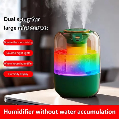 Humidifier USB Double Spray Quiet 2L Large Capacity Humidifier Home Dormitory Office Bedroom Desktop with Night Light