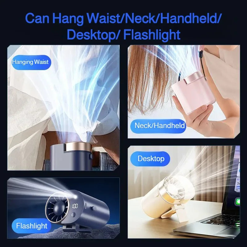 Outdoor Portable Small Fan Long Range High Wind Usb Charging Hanging Waist Fan Cooling Portable Fan