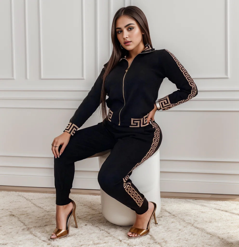 2025 Europe And The United States New Style Leisure Printing Stitching Two-piece Suit