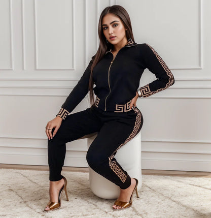 2025 Europe And The United States New Style Leisure Printing Stitching Two-piece Suit