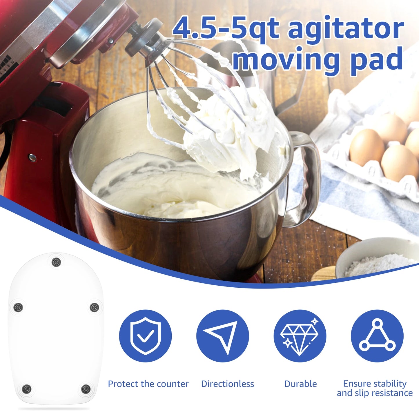 Mixer Slider Mat Tray Compatible for 4.5 QT Tilt Head Stand Acrylic/Wooden Mixer Mover Slider Pad Kitchen Appliance Accessories