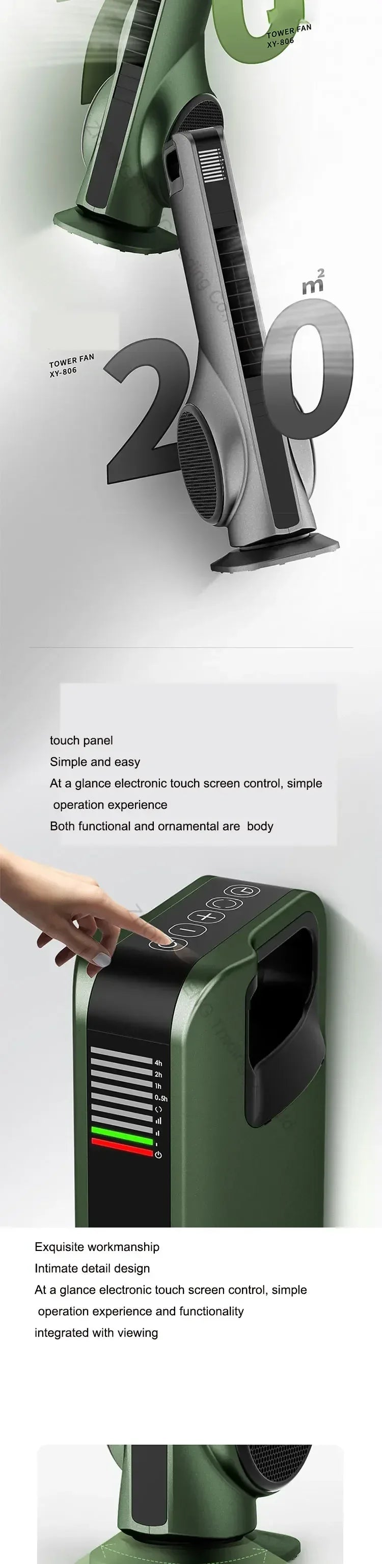 Portable 220v Leafless Electric Fan Tower Air Conditioning Fan Bedroom Silent Remote Control Indoor Purification Air Circulation