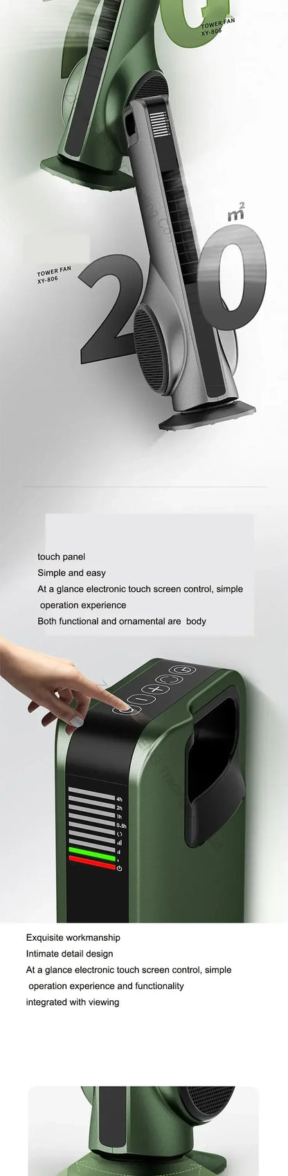 Portable 220v Leafless Electric Fan Tower Air Conditioning Fan Bedroom Silent Remote Control Indoor Purification Air Circulation