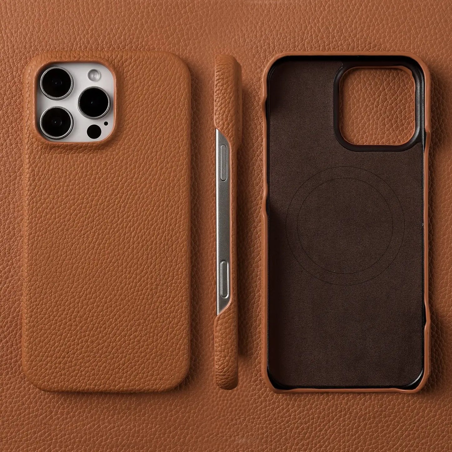 Premium Magnetic Genuine Leather Case For iphone 16 Pro Max 15 14 13 12 11 Wireless Charge Magnet Magsafe Cover Shockproof Coque