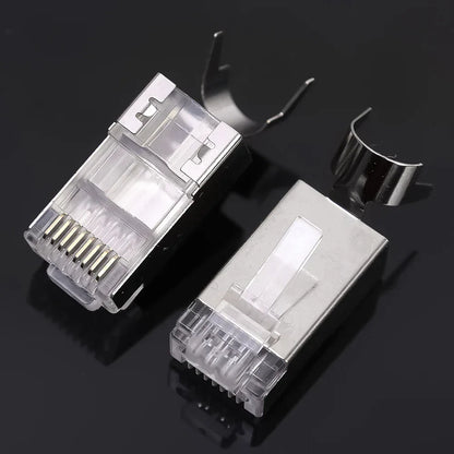 50/1PACK Connectors Pass Through Modular Plug CAT6 CAT7 CAT5 Ethernet Cable Shielded Connectors for RJ45 Net Pass Through Plugs