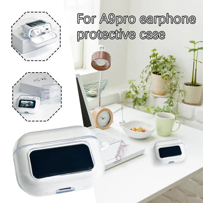 For A9 Pro Headset Case Earphone Case For Airpods Protective Cover Anti-Fall Shockproof Dustproof Transparent Silicone Case