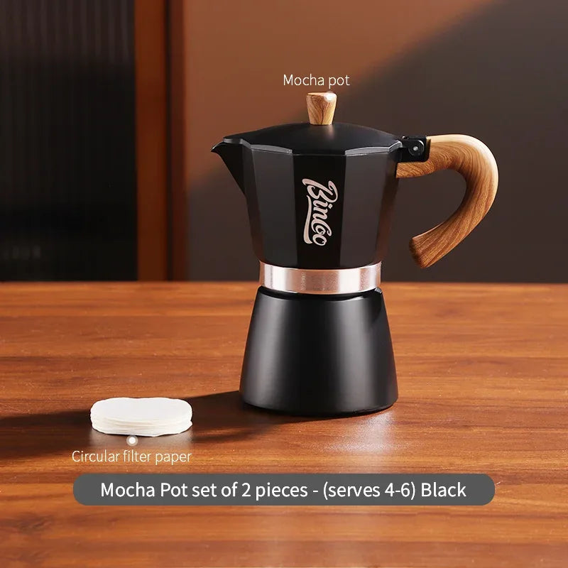Bincoo Coffee Moka Pot Set with Electric Heating Plate for Home Use Small Espresso Extraction Machine Complete Brewing Kit