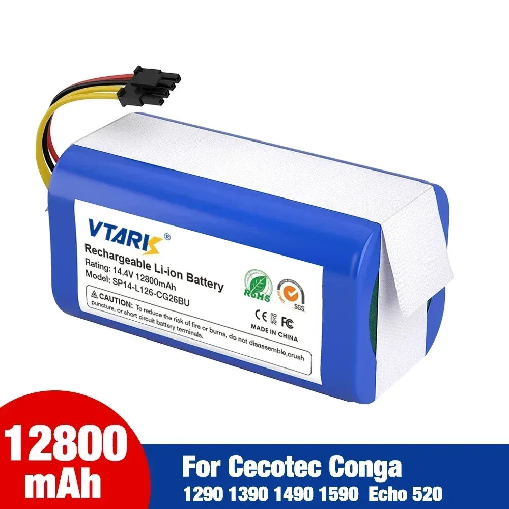 4S1P,18650 14.4V 6800mAh Li-lon battery for Cecotec Conga 1290 1390 1490 1590 vacuum cleaner Genio deluxe 370 gutrend echo 520