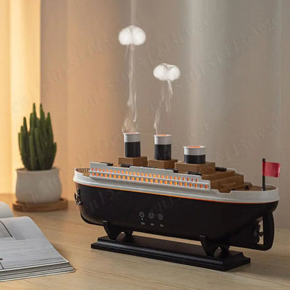 Ship Model Decoration Air Humidifier 250ml Ocean Liner Essential Oil Diffuser Jellyfish Smoke Ring Spray Aroma Diffuser For Home