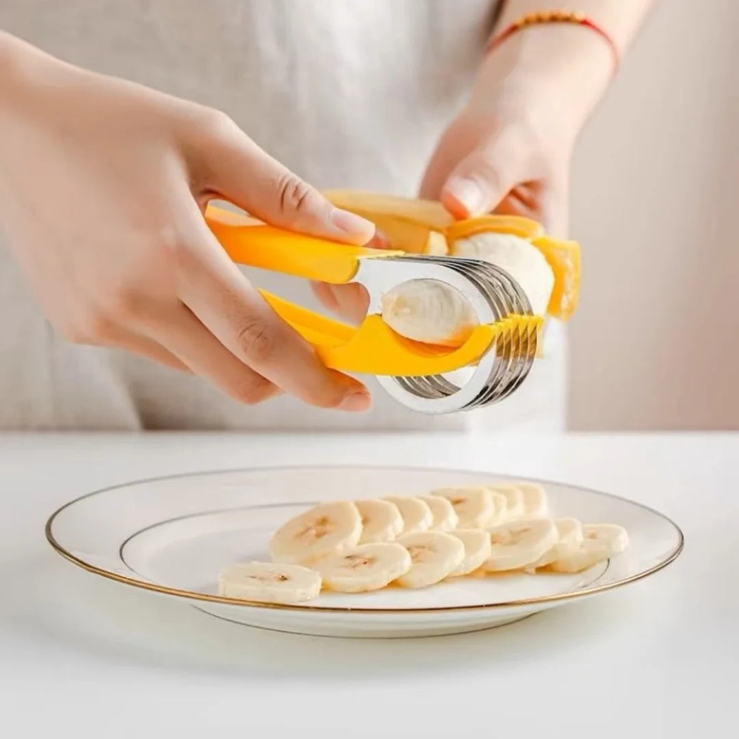 Banana Slicer Curved Handle Stainless Steel Blade Kitchen Knife for Cutting Fruits Vegetables Sausage Cutting Machine Chopper